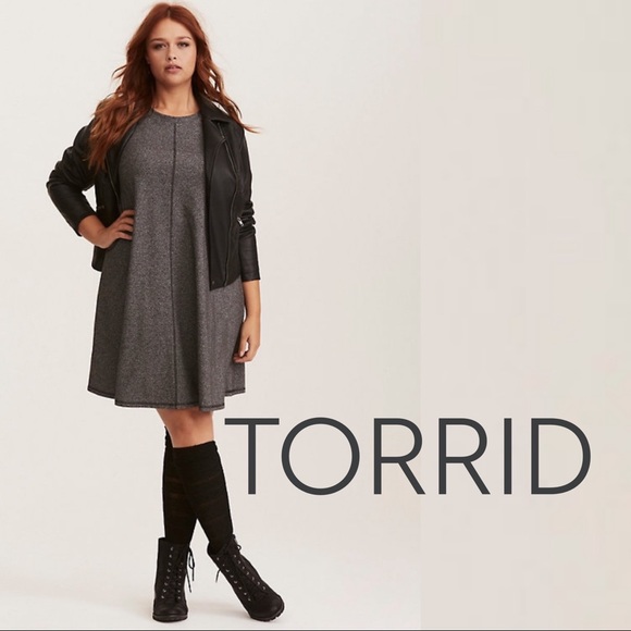 Torrid🐺grey short sleeve shift swing dress Sz 2 - Picture 2 of 8